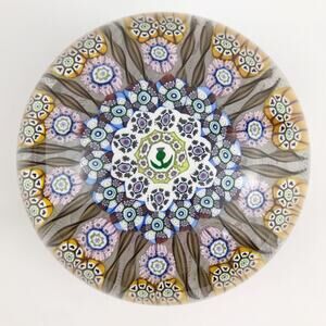 Perthshire PP27 1974 Millefiori Thistle Picture Cane Radial Twist LE Paperweight